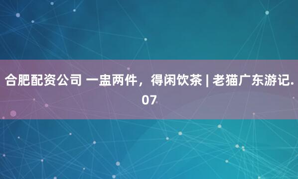合肥配资公司 一盅两件，得闲饮茶 | 老猫广东游记.07
